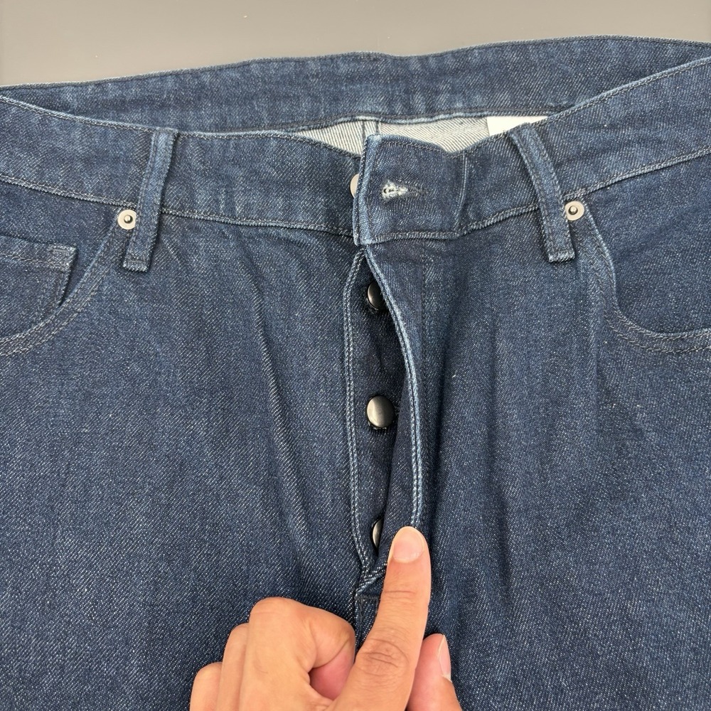 Candiani Denim Selvedge 5 Pocket Sample Jeans Size 37x32 Blue Button Fly Slim - Picture 8 of 12